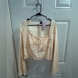 Cream Long Sleeve Crop Top